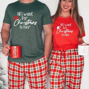 All I Want For Christmas Is Matching Couple Shirts Raiseuptee, Couples Christmas Shirts