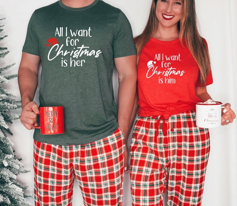 All I Want For Christmas Is Matching Couple Shirts Raiseuptee, Couples Christmas Shirts