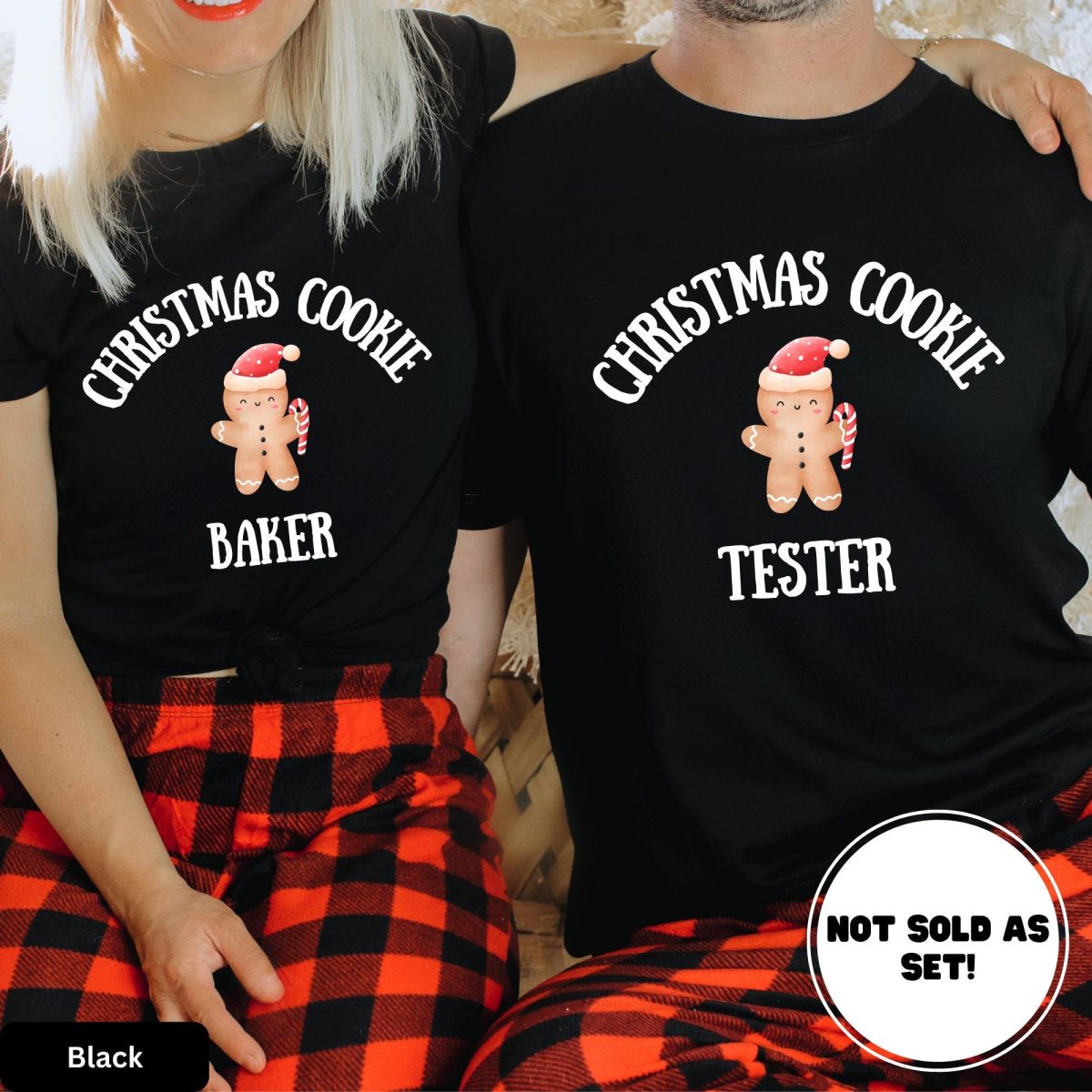 Comfort Colors Couple Christmas Shirt Christmas Cookie Baker Cookie Tester Gingerbread Man Matching Christmas Wedding Gift for Wife Husband 2