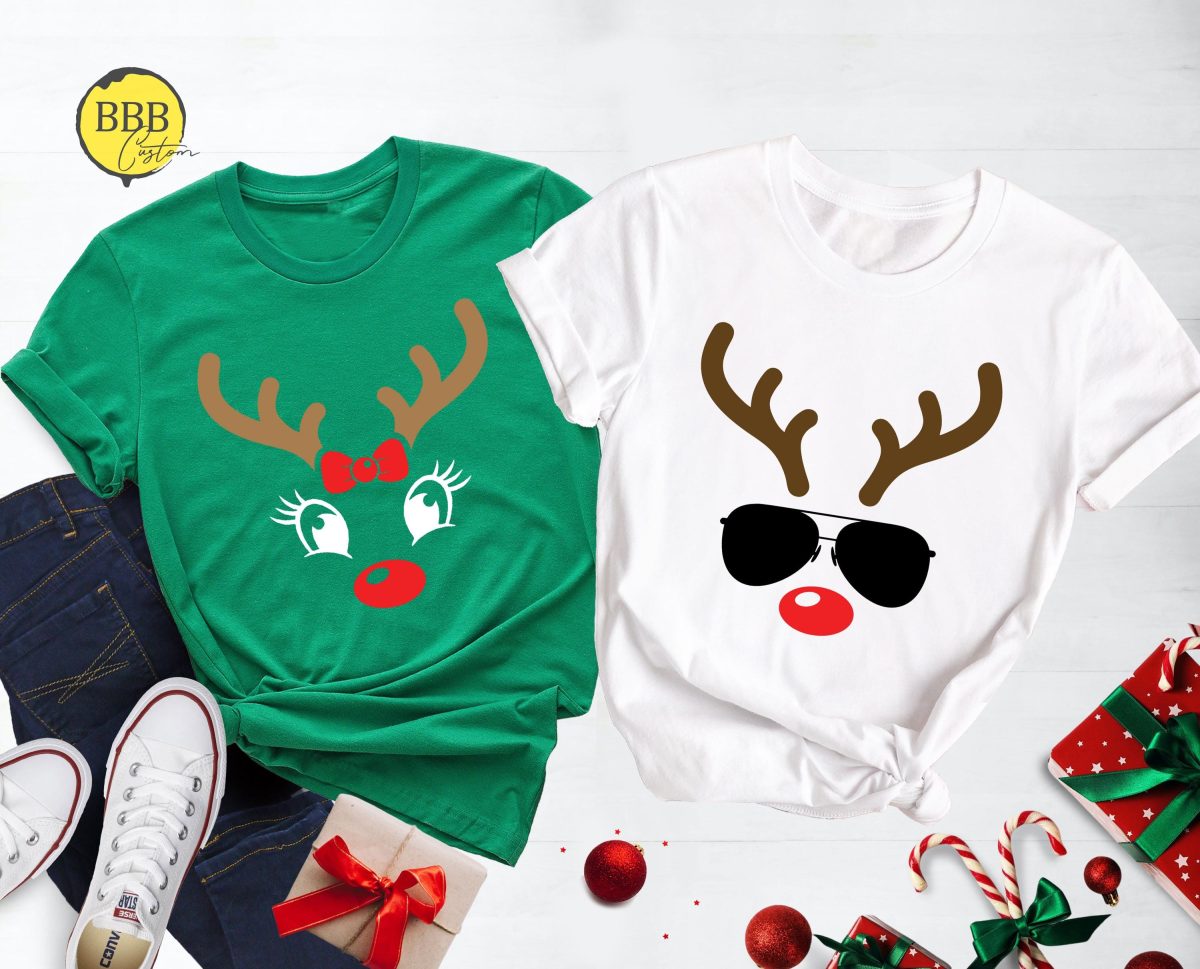 Couple Reindeer Love Shirts, Christmas Holiday Tee, Funny Couples Christmas Shirts