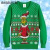 Dr Seuss Grinch As Santa Next to Tree Off White Ugly Christmas Sweaters Grinch 1 1