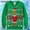 Dr Seuss Grinch As Santa Next to Tree Off White Ugly Christmas Sweaters Grinch 4 4