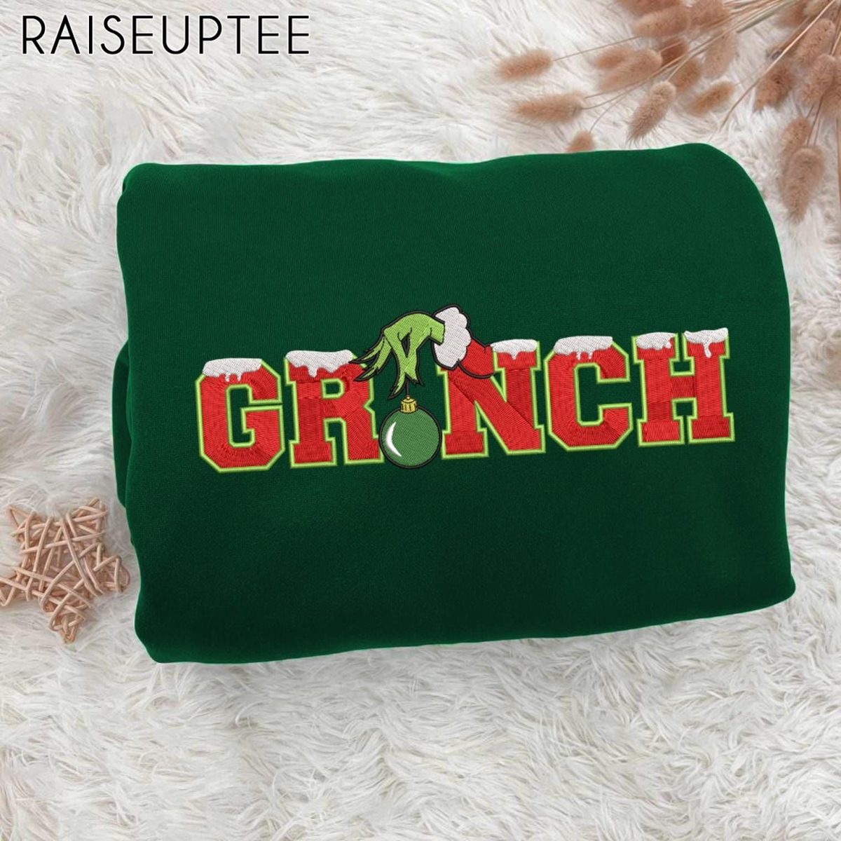 Embroidered Grinchmas Sweatshirt Funny Crewneck Whoville Embroidered Sweatshirt Christmas Gift ESA131 1