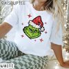 Faux Glitter Grinch Face Sweatshirt Christmas Womens Shirt Grinchmas Graphic Tee Holiday Tee Christmas Womens Grinch Tee Gift for Mom 8