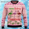 Flamingo Merry Flocking Ugly Christmas Sweater Pink Flamingo 4 4