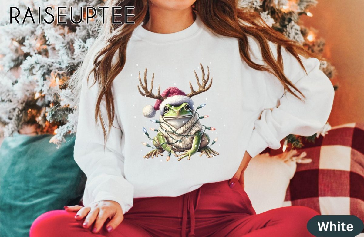 Frog Christmas Shirt Frog Person Shirts Hers Amphibian Lover Gift Pink Coquette Frog Sweatshirt Gifts Christmas Hers Sweater Gift Hers 10