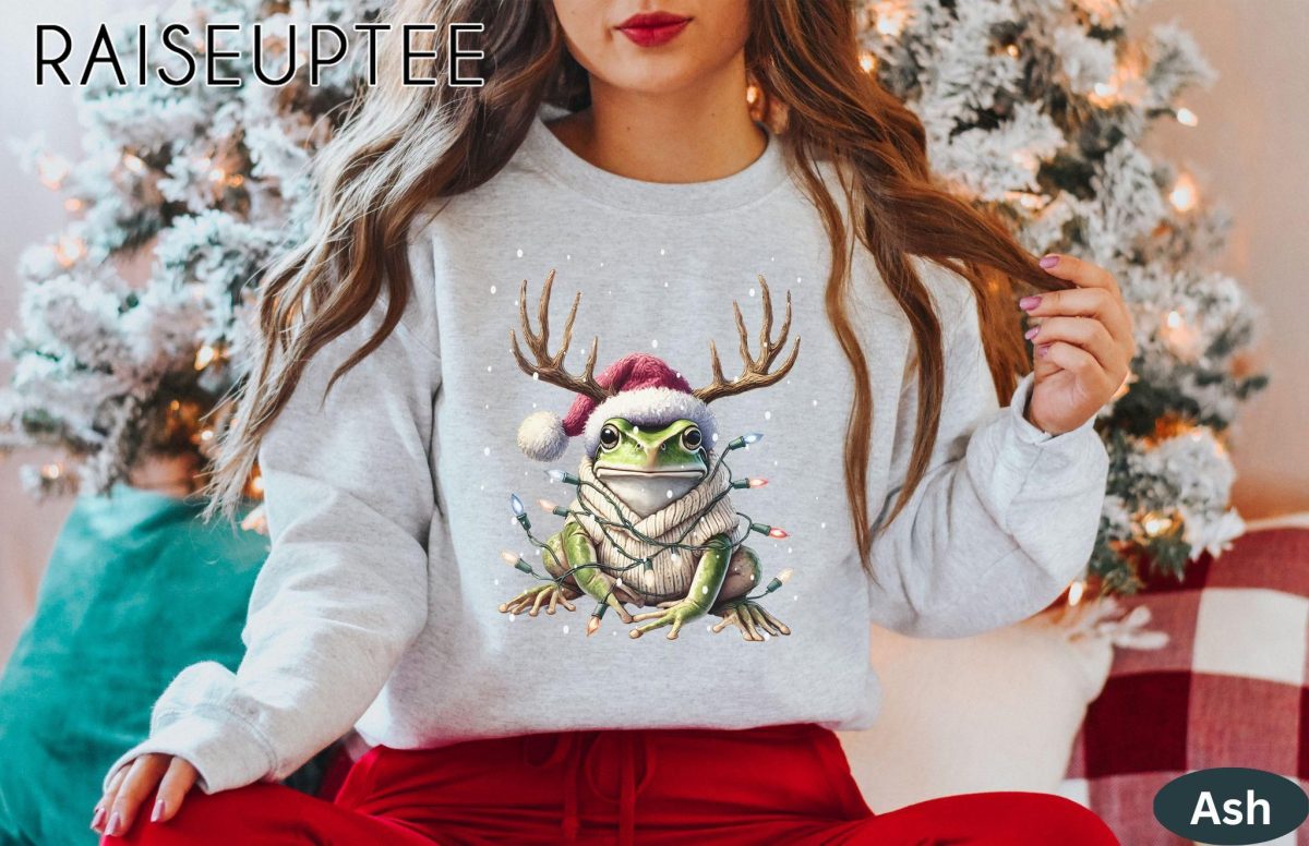 Frog Christmas Shirt Frog Person Shirts Hers Amphibian Lover Gift Pink Coquette Frog Sweatshirt Gifts Christmas Hers Sweater Gift Hers 5