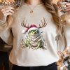 Frog Christmas Shirt Frog Person Shirts Hers Amphibian Lover Gift Pink Coquette Frog Sweatshirt Gifts Christmas Hers Sweater Gift Hers 8