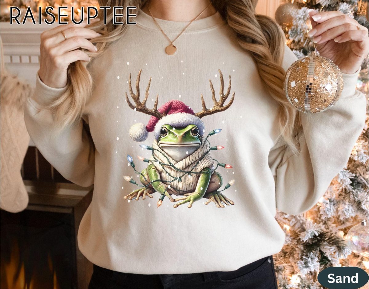 Frog Christmas Shirt Frog Person Shirts Hers Amphibian Lover Gift Pink Coquette Frog Sweatshirt Gifts Christmas Hers Sweater Gift Hers 8