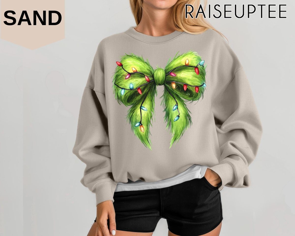 Funny Christmas Sweatshirt Coquette Bow Christmas Sweatshirt Merry Grinchmas Christmas Holiday Party Outfit Grinch sweatshirts 2