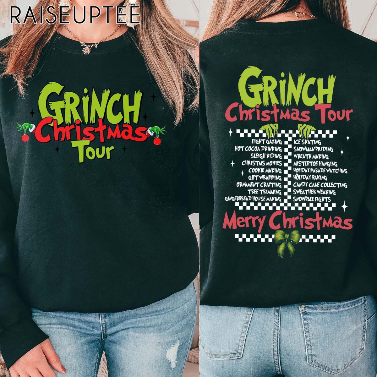 Grinch Christmas Tour Sweatshirt Mery Grinchmas Movie Sweatshirt Funny Grinch Movie Christmas Hoodie Christmas Gift For HerHim 5