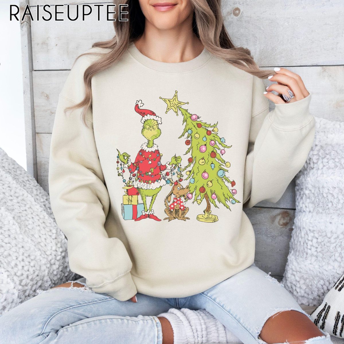 Grinch Christmas Tree Crewneck Sweatshirt Whimsical Grinch Max Tree Sweater Festive Retro Shirt Xmas Hoodie Grinch Holidays Jumper 1 scaled