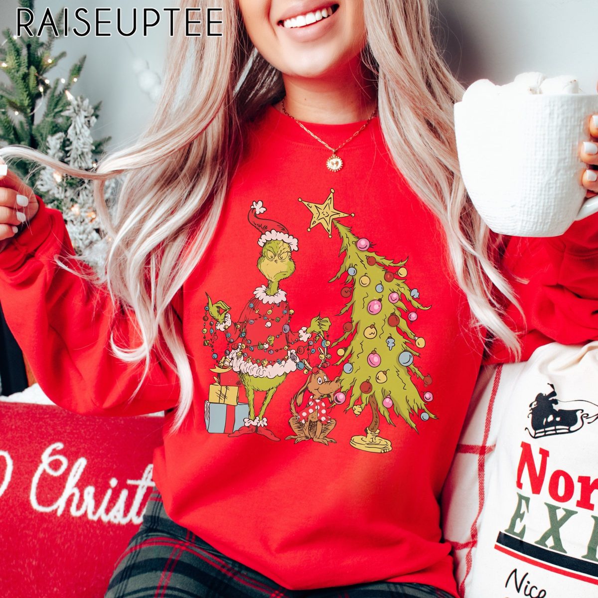 Grinch Christmas Tree Crewneck Sweatshirt Whimsical Grinch Max Tree Sweater Festive Retro Shirt Xmas Hoodie Grinch Holidays Jumper 7 scaled