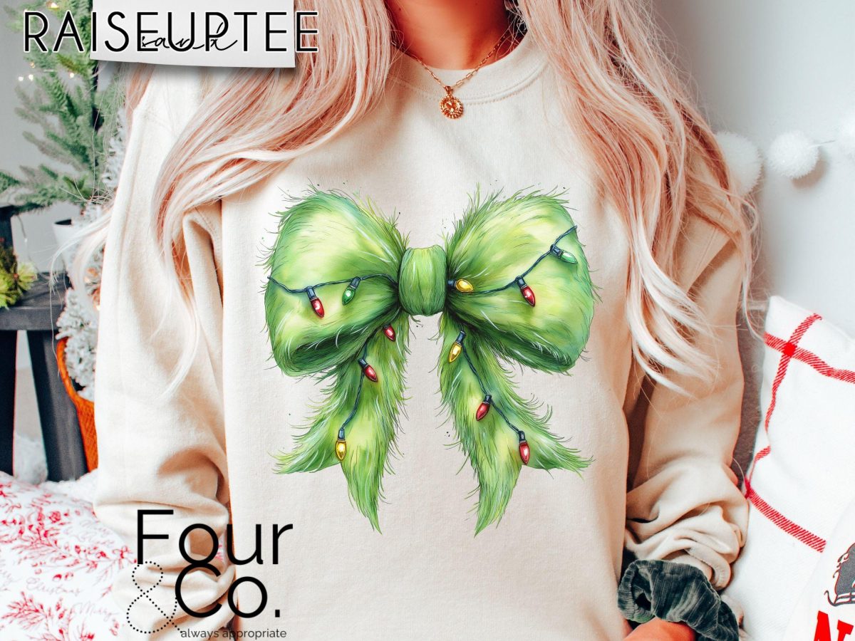 Grinchmas Bow Sweatshirt Coquette Grinchmas Sweatshirt 1 scaled