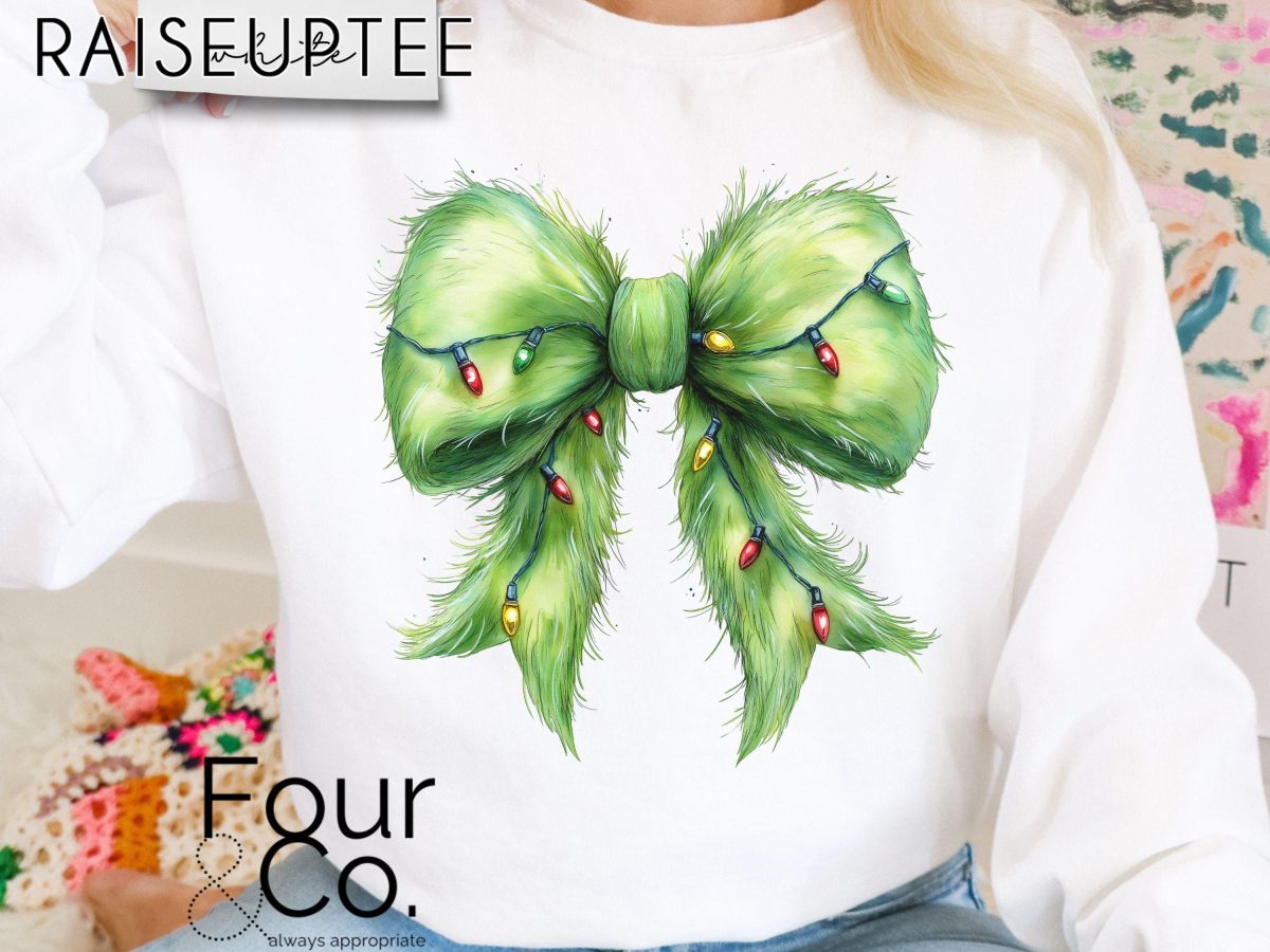 Grinchmas Bow Sweatshirt Coquette Grinchmas Sweatshirt 2 scaled