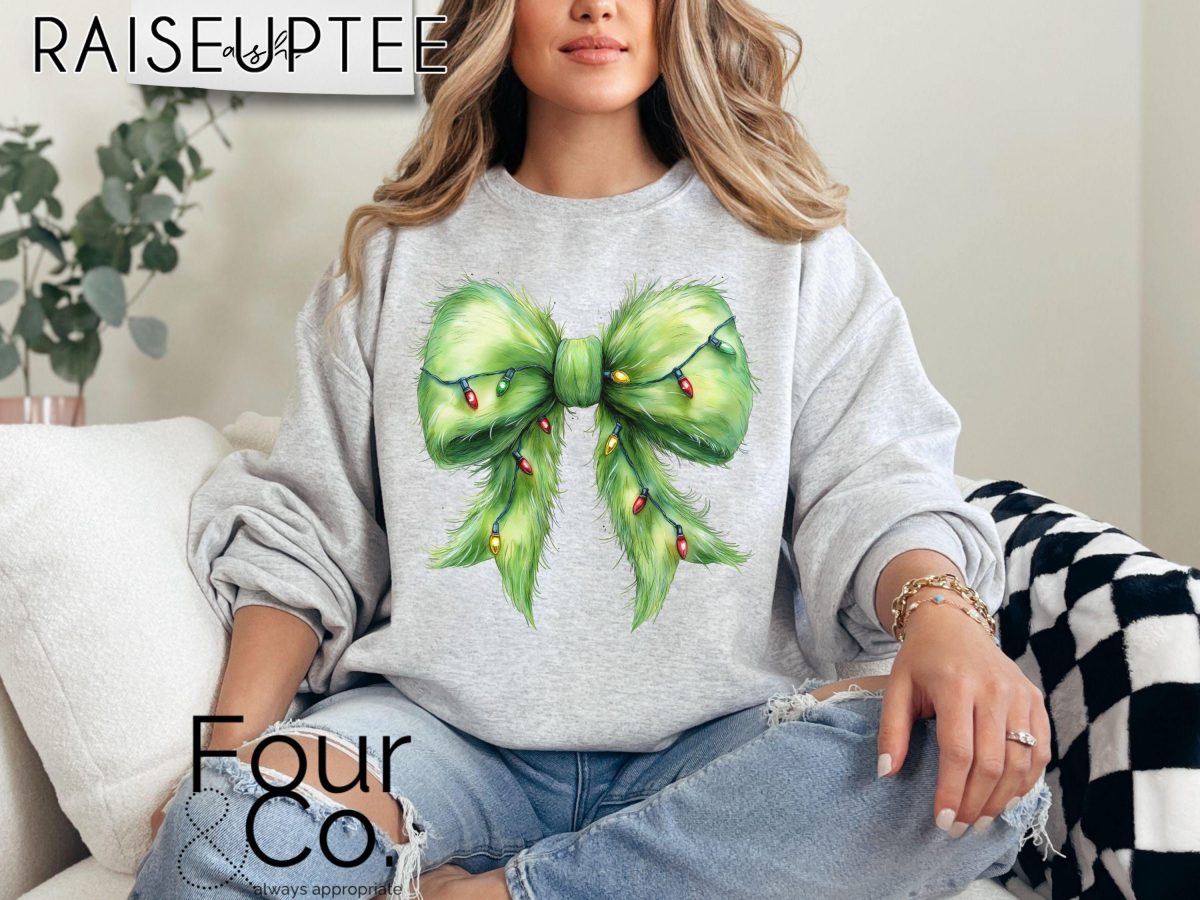 Grinchmas Bow Sweatshirt Coquette Grinchmas Sweatshirt 3 scaled