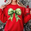 Grinchmas Coquette Bow Sweatshirt Womens Christmas Sweatshirt Grinchmas Sweatshirt Funny Holiday Hoodie Winter Sweatshirt Xmas Sweater 1