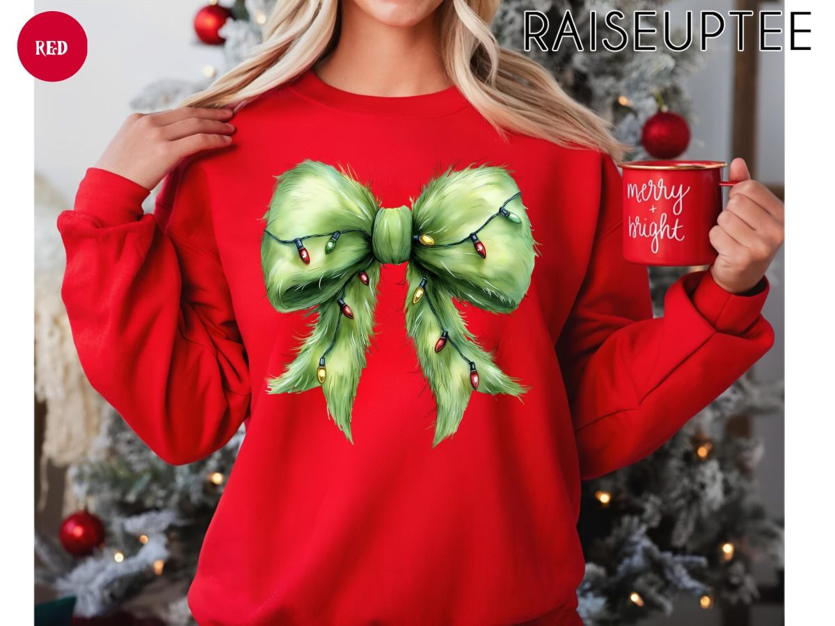 Grinchmas Coquette Bow Sweatshirt Womens Christmas Sweatshirt Grinchmas Sweatshirt Funny Holiday Hoodie Winter Sweatshirt Xmas Sweater 1 scaled