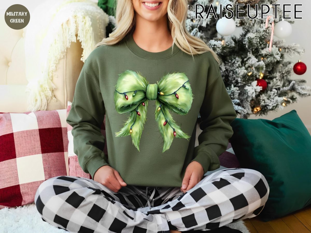 Grinchmas Coquette Bow Sweatshirt Womens Christmas Sweatshirt Grinchmas Sweatshirt Funny Holiday Hoodie Winter Sweatshirt Xmas Sweater 2 scaled