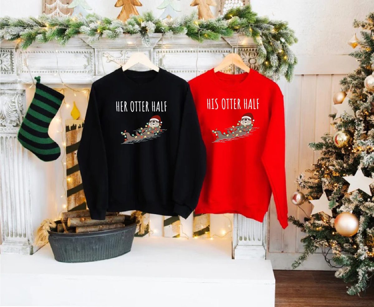 His And Her Otter Half SweatshirtChristmas Couples SweatshirtChristmas Gift For CouplesHis And Her Christmas SweatshirtXmas Couples Gift 4