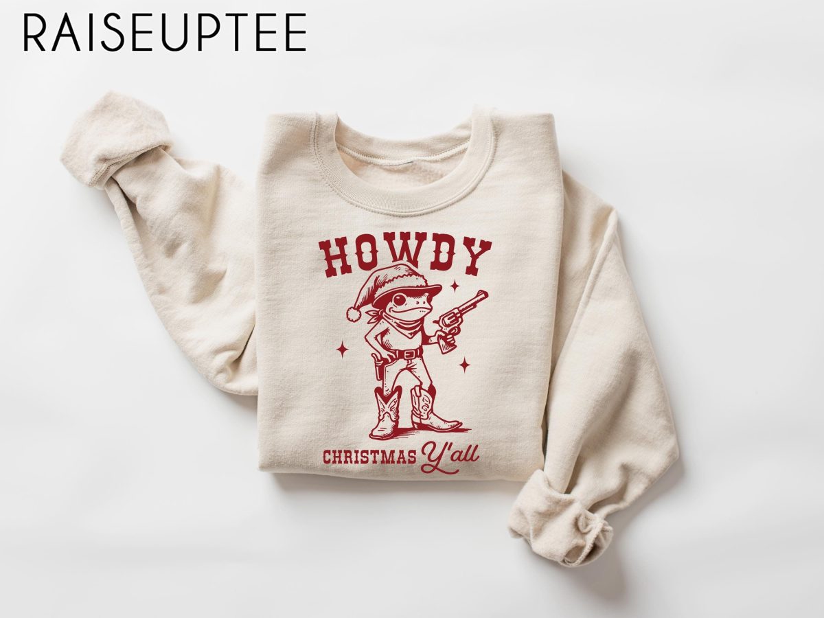 Howdy Christmas Yall Sweatshirt Western Christmas Sweatshirt Cowboy Xmas Gift Holiday Season Sweater Country Christmas Gift Cowgirl Tee 1 scaled