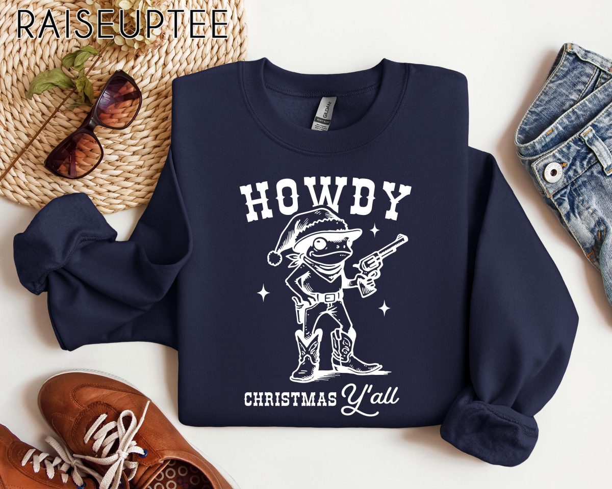 Howdy Christmas Yall Sweatshirt Western Christmas Sweatshirt Cowboy Xmas Gift Holiday Season Sweater Country Christmas Gift Cowgirl Tee 3 scaled