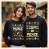 I Come In Peace Ugly Christmas Sweater Matching Couples Ugly Christmas Sweaters Funny5