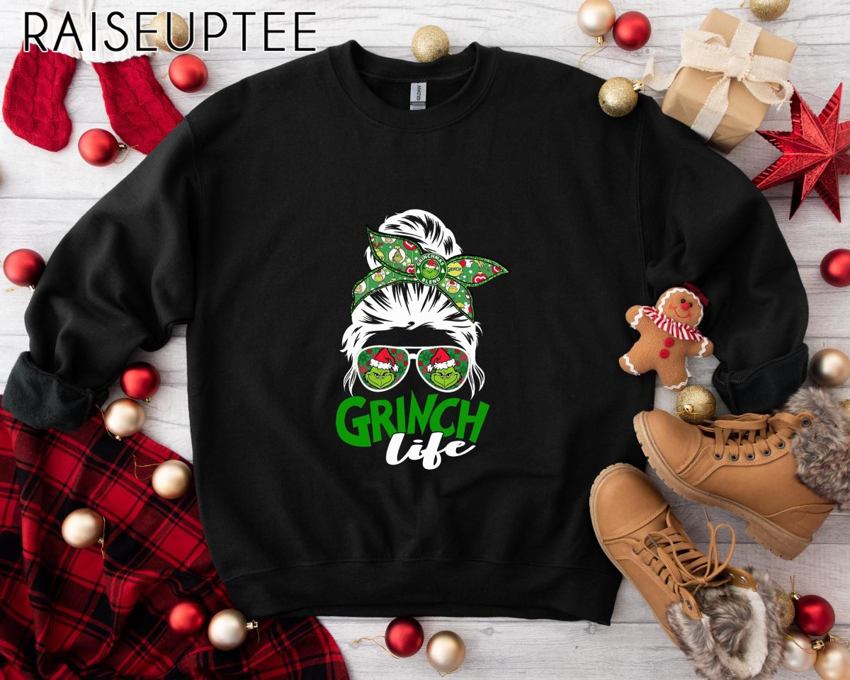 Mom Christmas Sweater Mrs Grnch Life Shirt Messy Bun Grinchmas Sweatshirt Mom Christmas Gift Grnch Winter Holiday Hoodie 4 scaled