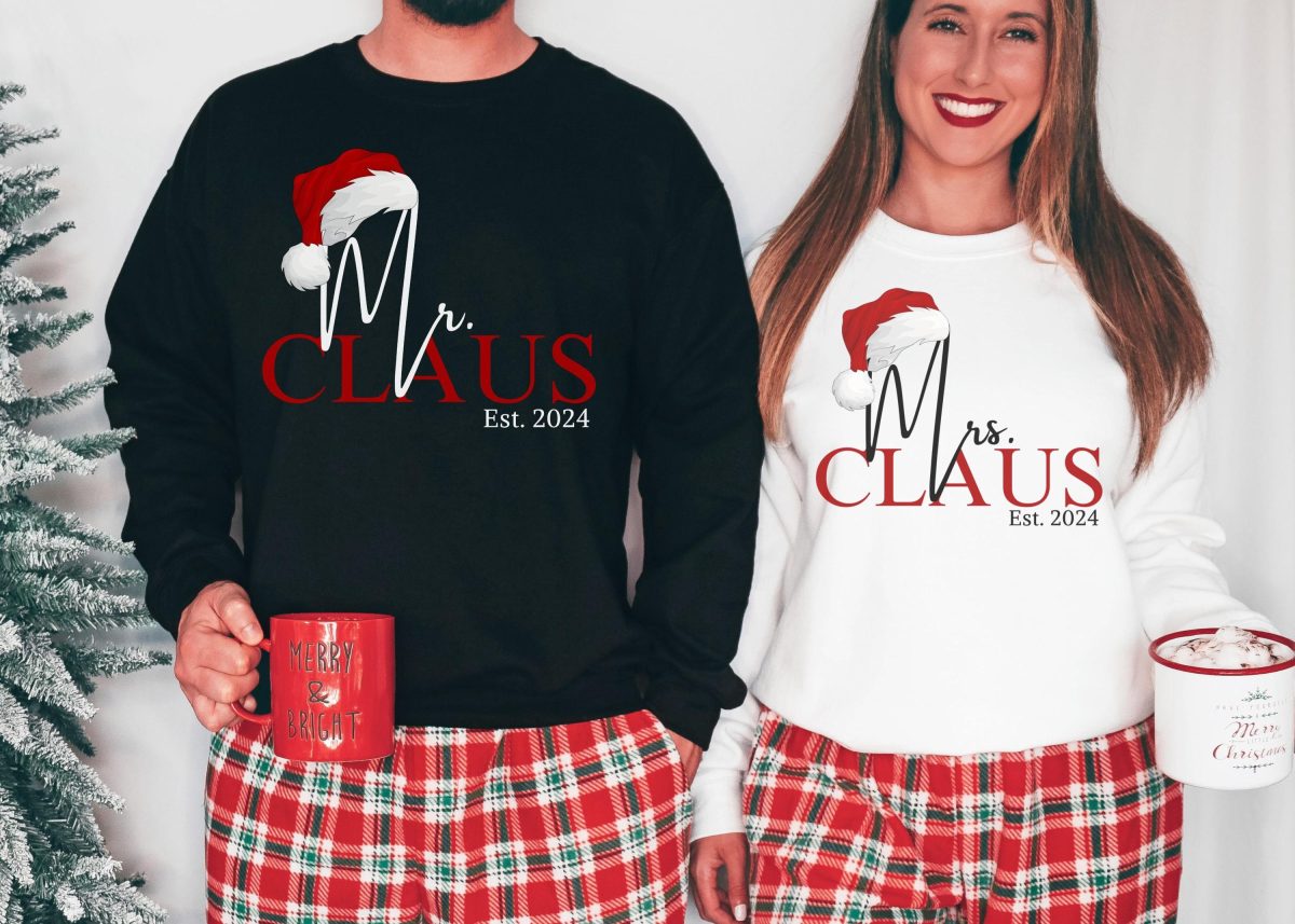 Mr Mrs Santa Claus Matching Couples Christmas Sweatshirt with Custom Established Year Matching Couples Christmas Pajama Couple Gift 1 scaled