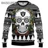 NFL Skull Flower Christmas Raiders Ugly Sweater 2 2