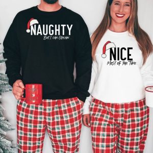 Naughty and Nice Humorous Couples Ugly Christmas Sweaters Funny