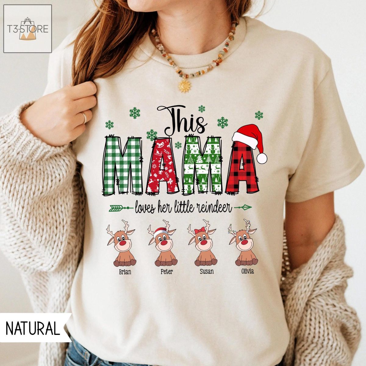 Personalized Grandma Christmas SweatshirtThis Mama Loves Her Reindeer Shirt Custom Grandma ShirtCustom Name Reindeer Shirt Grandkid Name 6