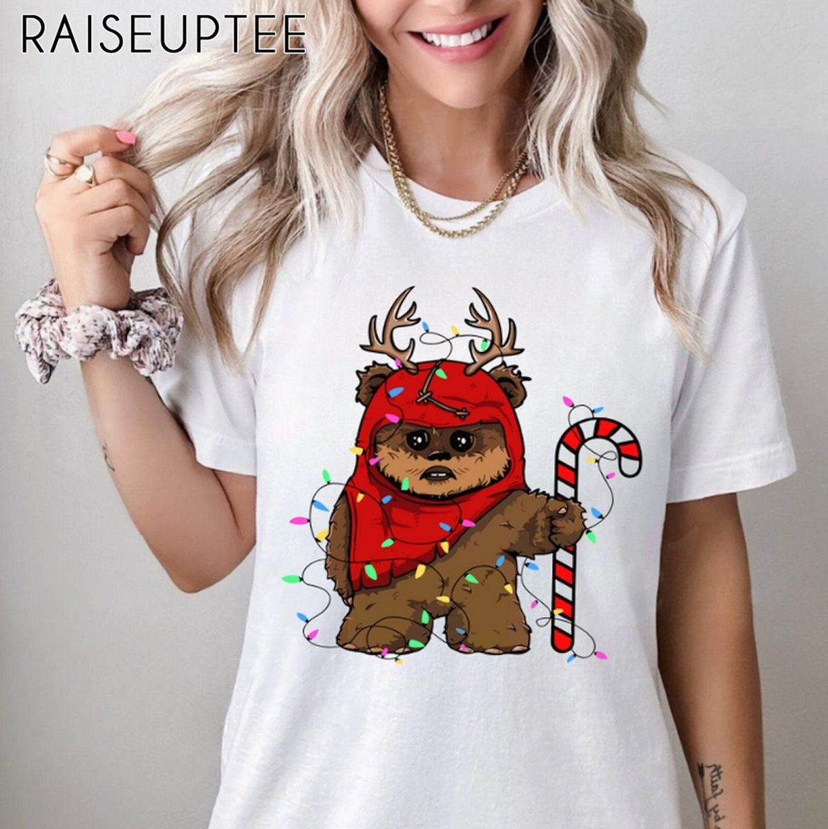 Reindeer Wicket Ewoks Endor Star Wars Christmas Lights Shirt Cute Star Wars Characters Christmas Tee Disneyland Vacation Party Trip Gift 1