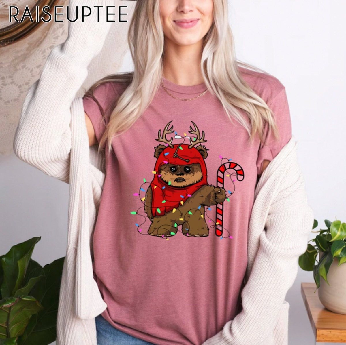 Reindeer Wicket Ewoks Endor Star Wars Christmas Lights Shirt Cute Star Wars Characters Christmas Tee Disneyland Vacation Party Trip Gift 4