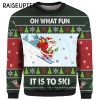 Skiing Oh What Fun It Is To Ski Santa Funny Adult Ugly Christmas Sweaters 2 2