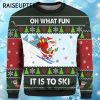 Skiing Oh What Fun It Is To Ski Santa Funny Adult Ugly Christmas Sweaters 4 4