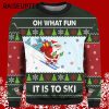 Skiing Oh What Fun It Is To Ski Santa Funny Adult Ugly Christmas Sweaters 5 5