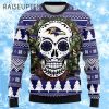 Skull Flower Calavera Baltimore Ravens Christmas Ugly Sweater 1 1