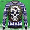 Skull Flower Calavera Baltimore Ravens Christmas Ugly Sweater 3 3