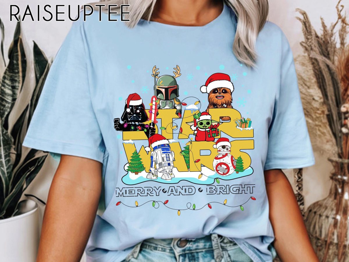 Star Wars Christmas shirt Christmas Family shirt Kids shirt Christmas Gifts Merry and Bright Shirt Disneyland Shirts Disney Shirt C84 1 scaled