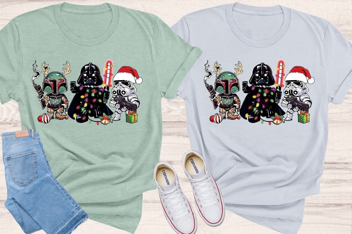 Star Wars Funny Christmas Shirt Cute Starwars Characters Starwars shirt Christmas Gifts Storm Trooper Darth Vader Santa Disney shirt 1 scaled