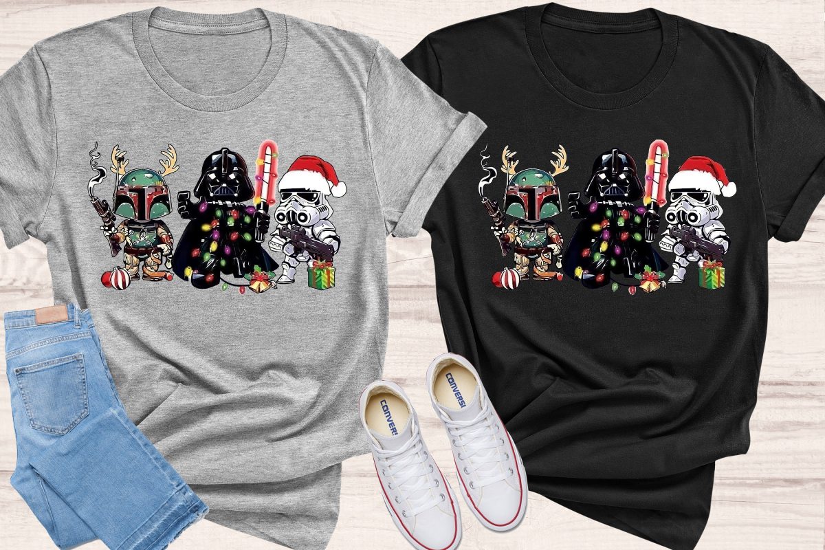 Star Wars Funny Christmas Shirt Cute Starwars Characters Starwars shirt Christmas Gifts Storm Trooper Darth Vader Santa Disney shirt 2 scaled