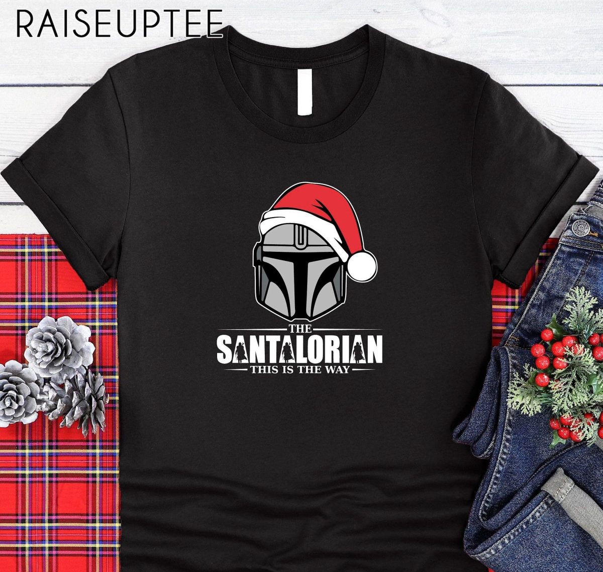 The Santalorian Star Wars Christmas Shirt Disney Christmas Shirt Funny Gift For Santalorian FanThe Dadalorian Mandalorian Christmas Shirt 1