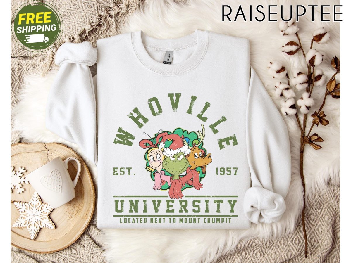 Whoville University Vintage Style Sweatshirt Classic Whoville Holiday ShirtRetro Christmas Whoville SweaterGrinch Nostalgia Xmas T Shirt 1 scaled