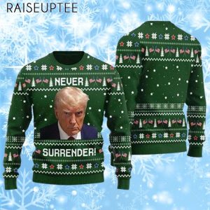 Never Surrender Trump Ugly Christmas Sweater