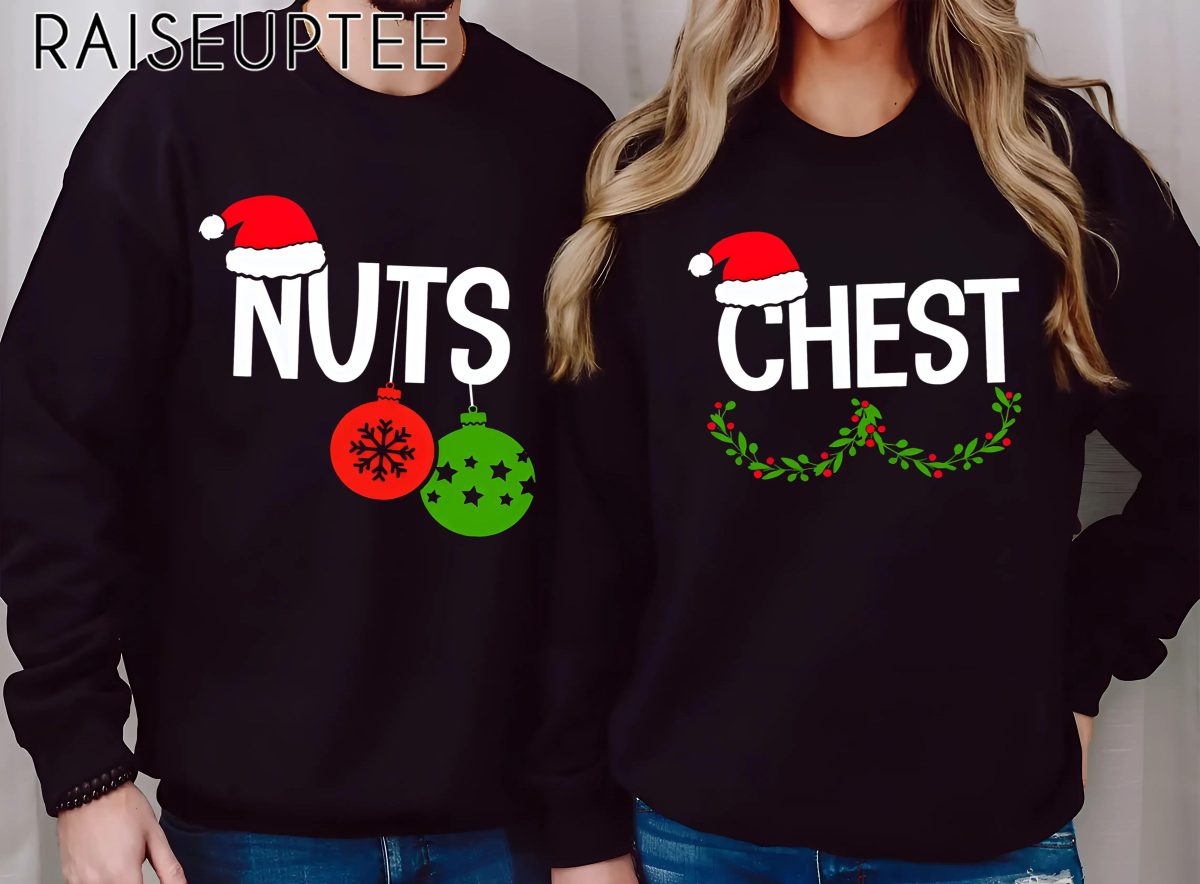 Funny Chest and Nuts Matching Christmas Shirts for Couple - Image 2