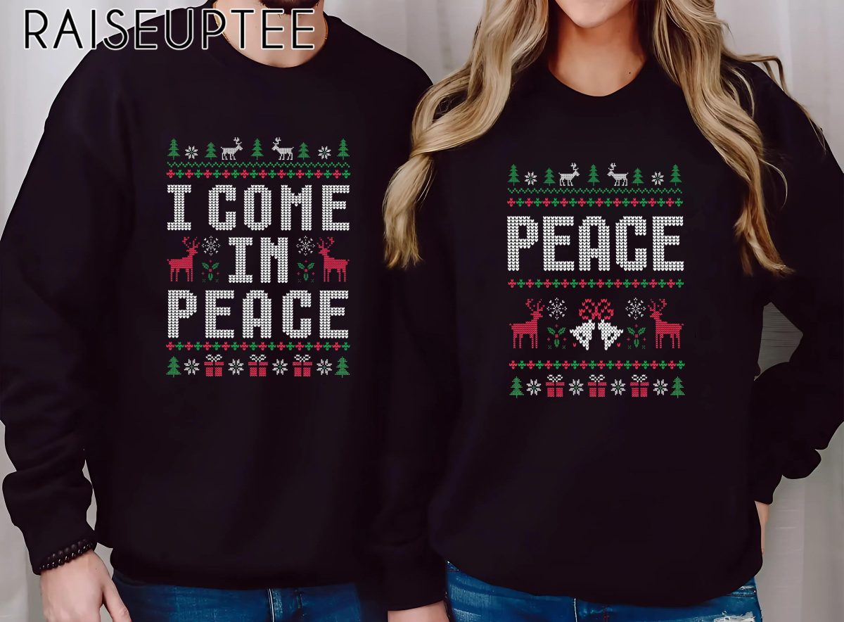 I Come in Peace Matching Christmas Couple Shirt - Image 2