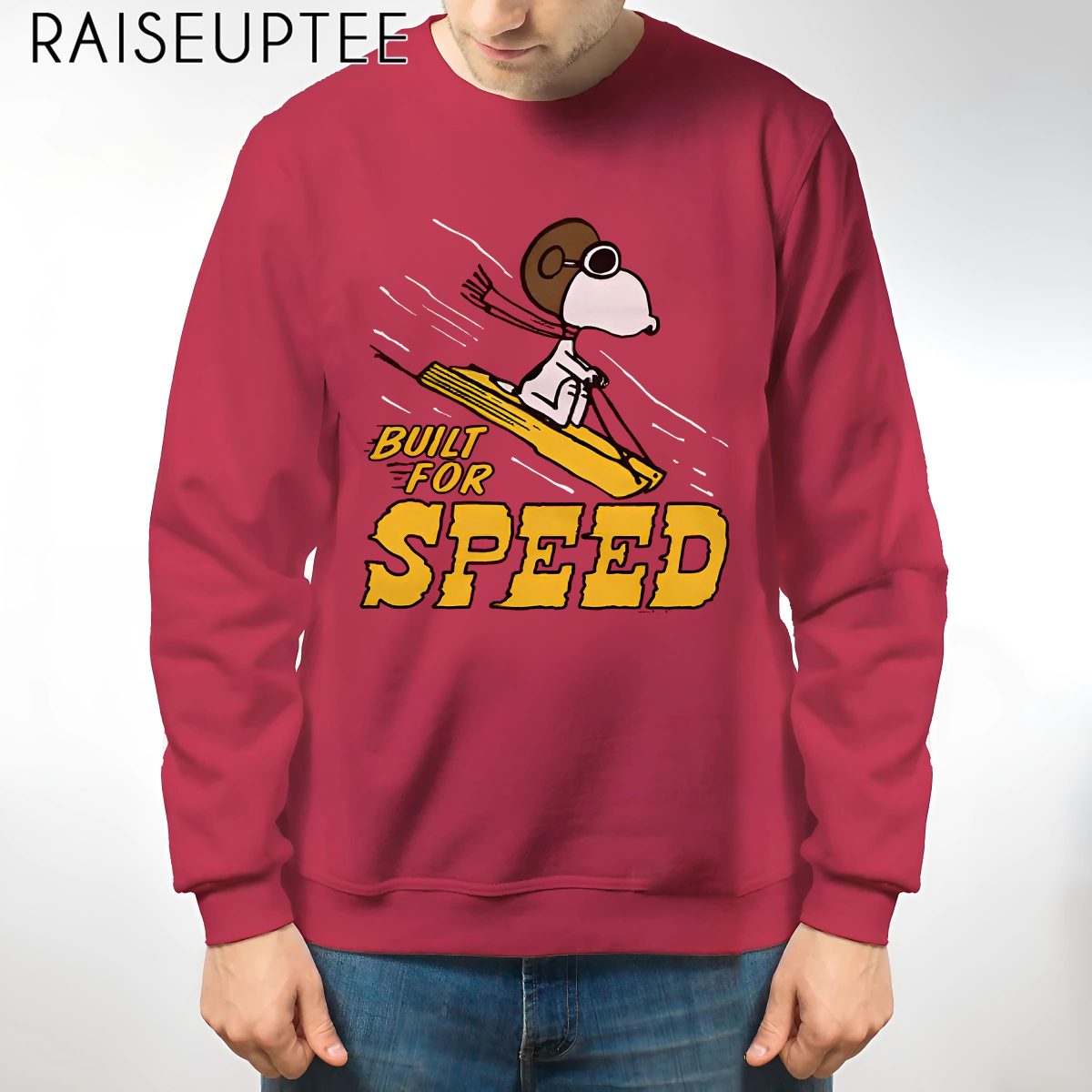 Youth Peanuts Snoopy Built For Speed Skiing  Shirt - Image 2