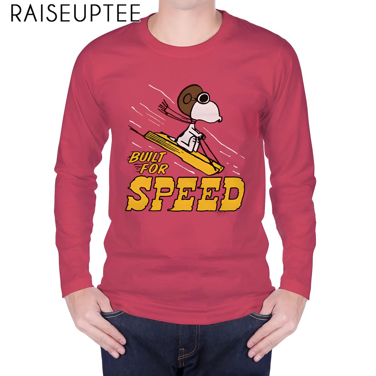 Youth Peanuts Snoopy Built For Speed Skiing  Shirt - Image 3