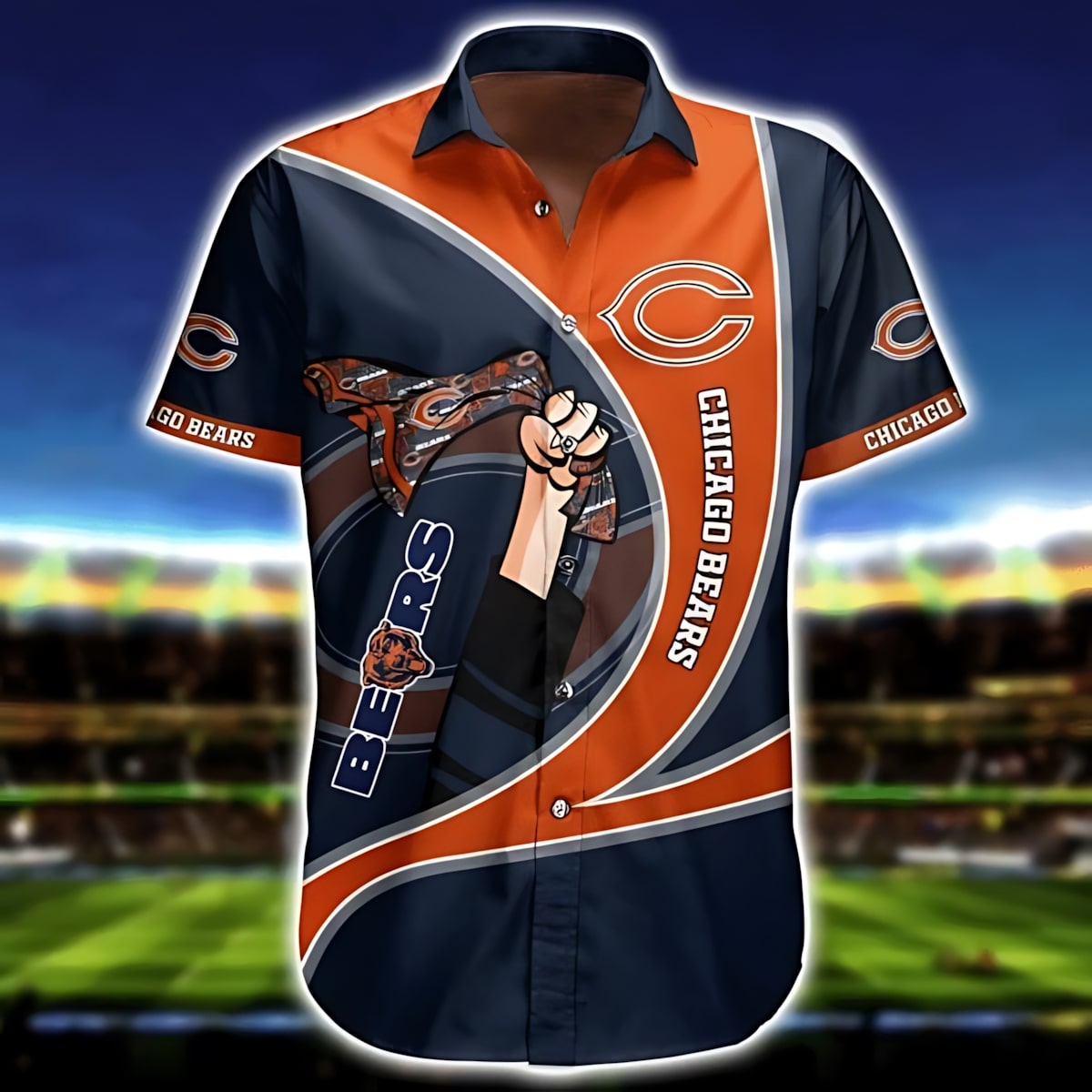 chicago bears power fist hawaiian shirt ipjmj